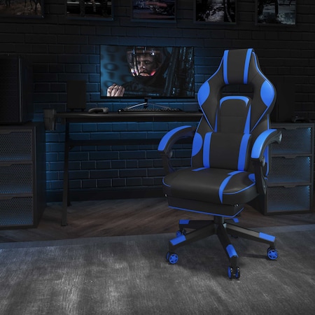 Flash Furniture Black/Blue Reclining Gaming Chair with Footrest CH-00288-BL-GG